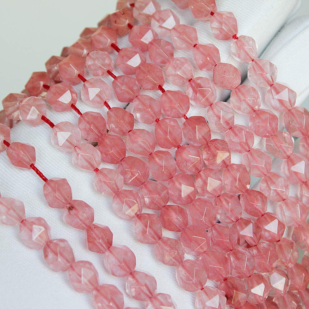 MJDCB Best Sellers Stone Beads Faceted Polygon Red Watermelon Crystal Crystal Energy Stone Healing Power for Jewelry Making(8mm)