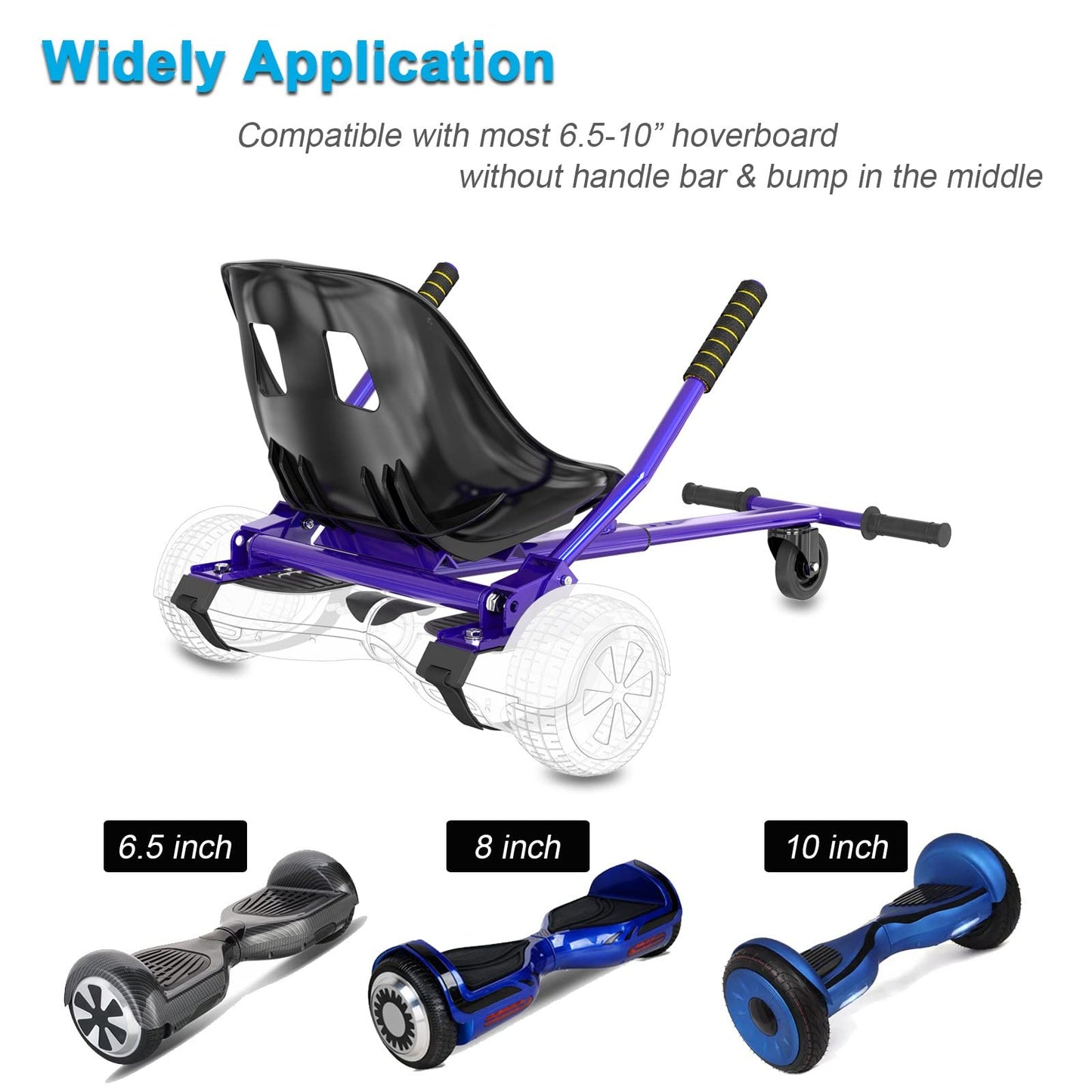 Hishine Hoverboard Seat Attachment 265lbs Capacity, 25"-33.3" Adjustable Length Hover Board Go Kart Accessory w/Comfortable&Sturdy Seat,Go Cart Compatible with 6.5” 8” 10” Hoverboard,Kids Adults