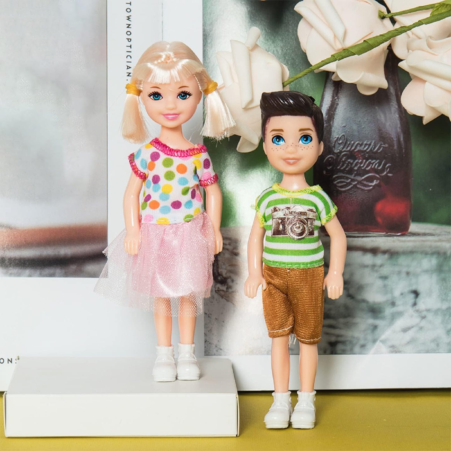 ONEST 10 Sets 5 Inch Mini Dolls with Doll Clothes Party Grown Outfits Doll Accessories for Kids