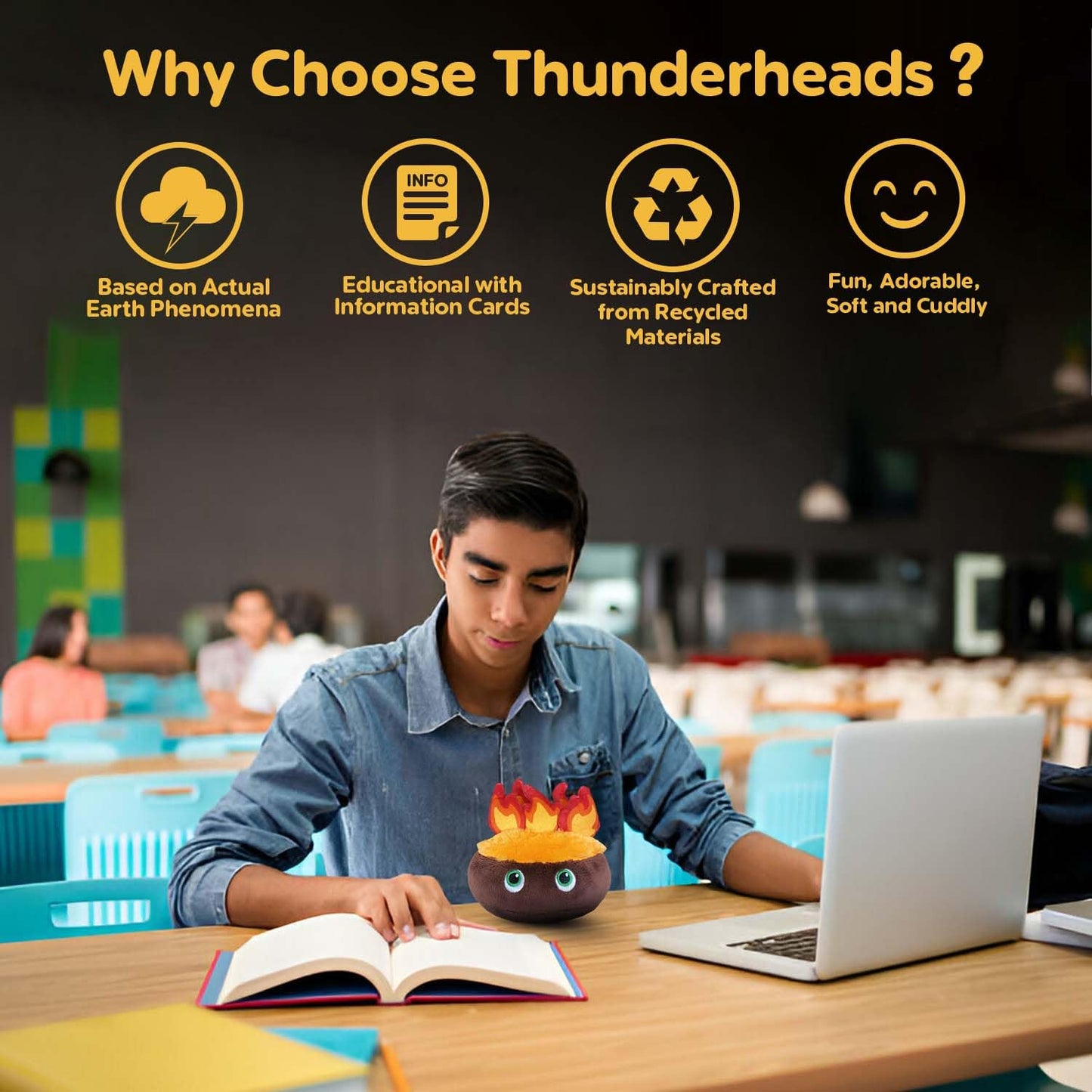 Thunderheads Wildfire Plushie, STEM Tool for Exploring Climate, Natural Disasters & Earth Science, Eco-Conscious Weather Gift for Nature Enthusiasts, Firefighters and All who Love Our Planet