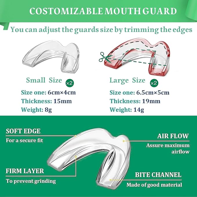 Mouth Guard for Clenching Teeth at Night, 4 Pack Night Guards for Teeth Grinding, Reusable Teeth Grinding Mouth Guard, Mouthguards for Grinding of Teeth