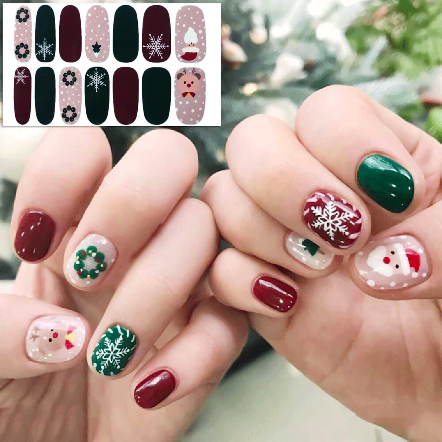 SILPECWEE 20 Sheets Christmas Nail Polish Strips Full Nail Wraps for Women Self Adhesive Nail Polish Stickers Holiday Manicure Stickers for Nail Art with Nail File (Chic Style)