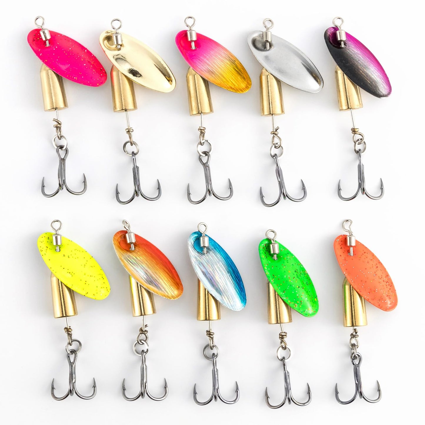 Dr.Fish 10 Pack Fishing Spinner Trout Spinner Spinnerbait Trout Lures Kits Inline Blades Bass Crappie Salmon Panfish Walleye Lures Freshwater Stream 1/4oz