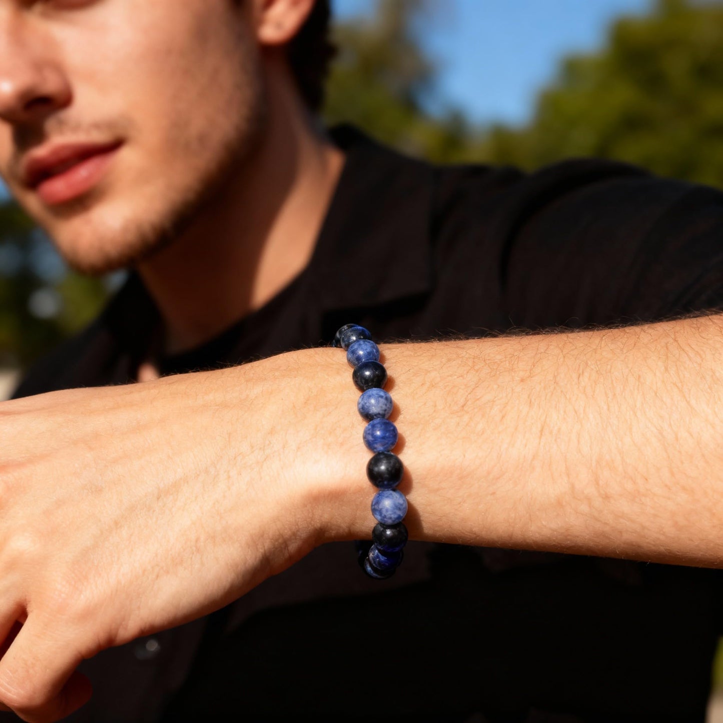 The Vida Handmade AAA+ Quality Crystal Stretch Elastic Bracelet - Nature Gemstone - Jewelry Gift - Holiday Gift - For Women & Men (Sodalite)