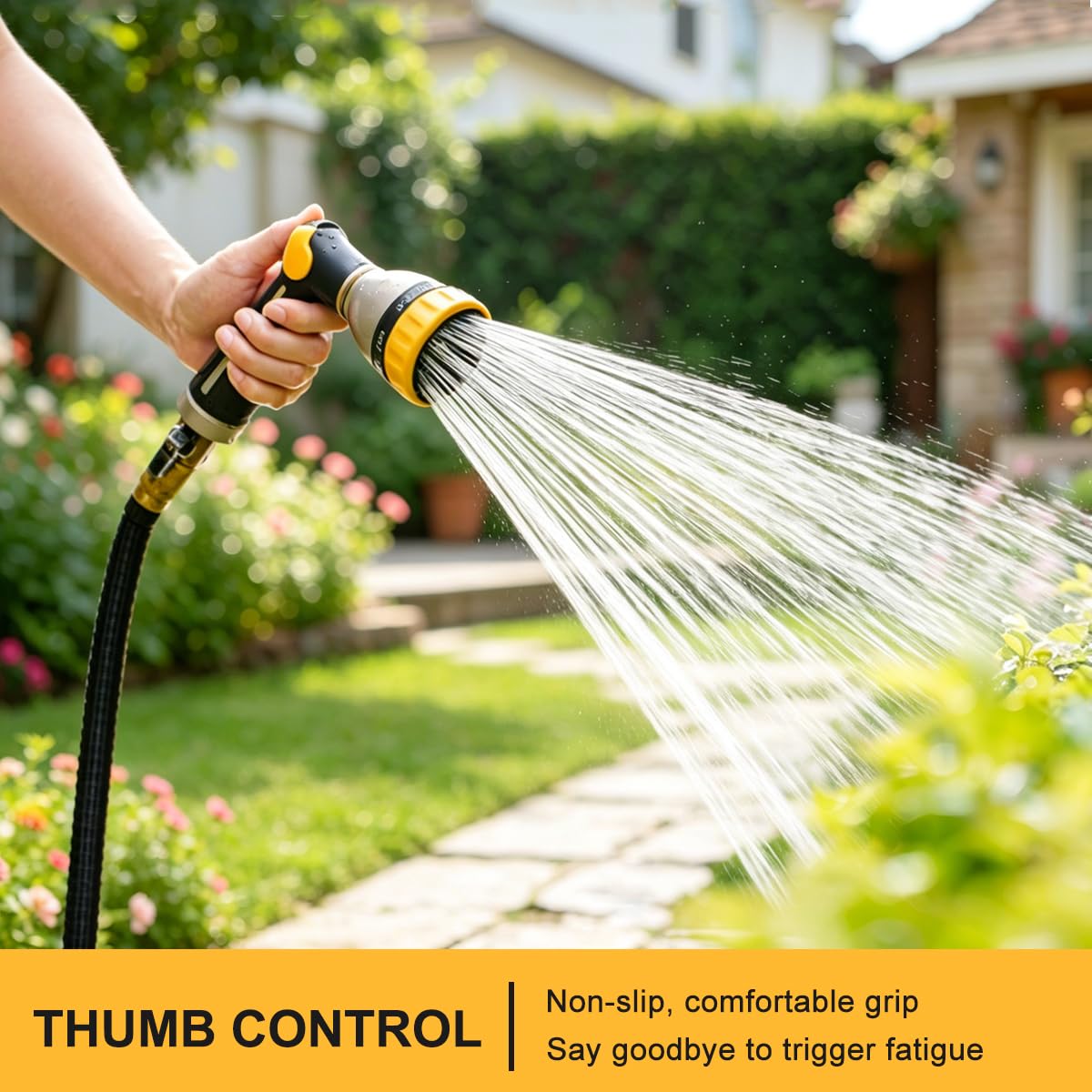 Thumb Control Garden Hose Nozzle Heavy Duty Metal