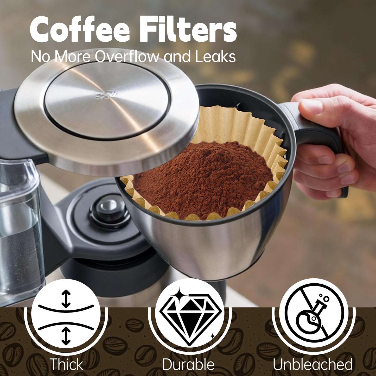 100 PCS Coffee Filters Compatible with Breville, Extra Large Basket Coffee Filters, Unbleached Disposable Paper, Smooth Brew Extraction, Will Not Tear or Clog, Ideal for Home Brewing
