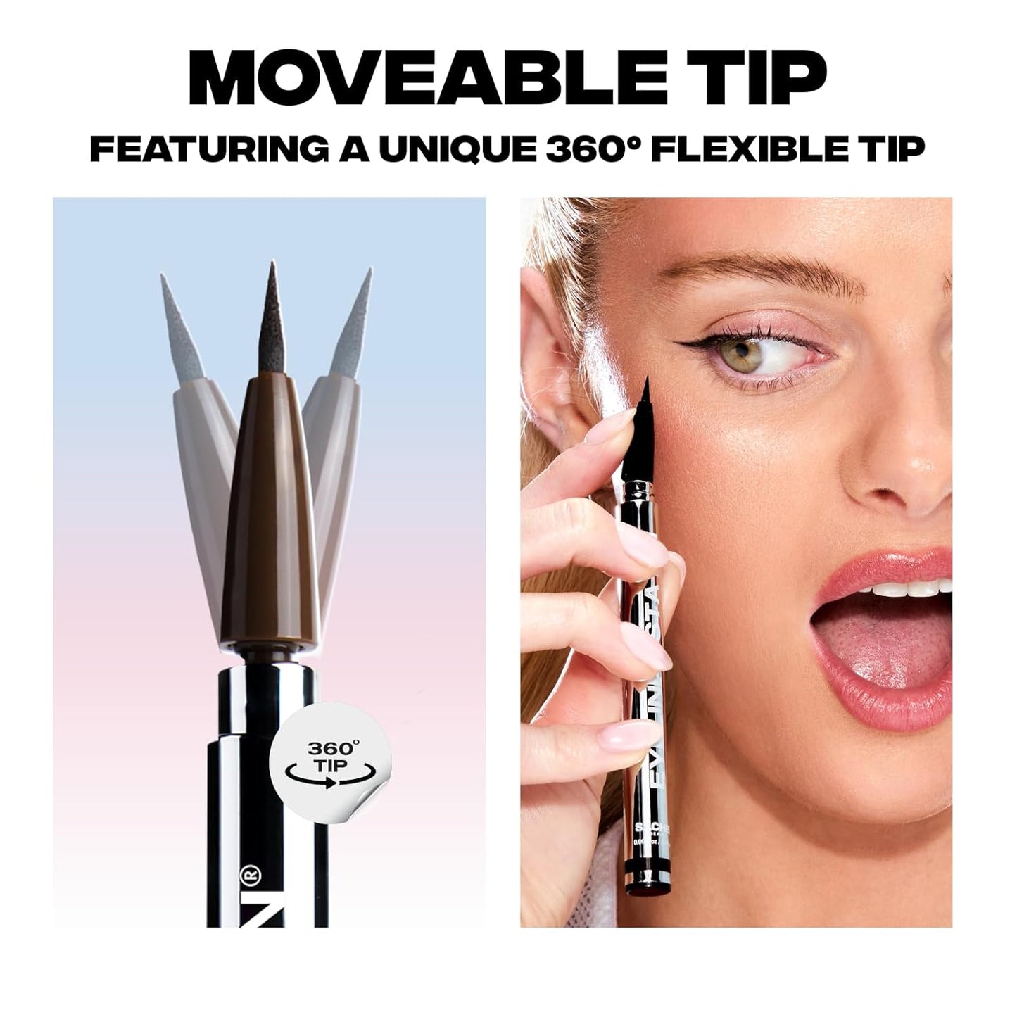 Sacheu Liquid Eyeliner STAY-N Long Wear Waterproof Eyeliner Pen with Ultra-Precise 360° Flexible Tip — Smudge-Proof Vegan & Cruelty-Free Eye Makeup, Eye’m Crisp