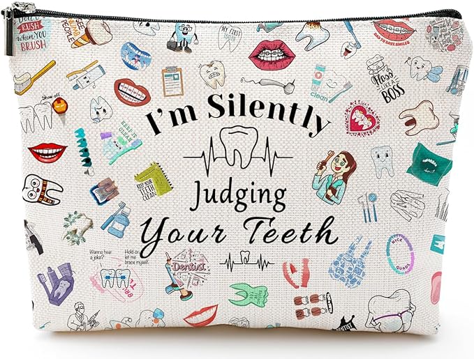 Dentist Gift Dental Gift for Women Makeup Bag Dental Assistant Gift Dental Hygienist Gift Cosmetic Bag Graduation Gift for Dentist Thank You Gift for Her Birthday Retirement Gift