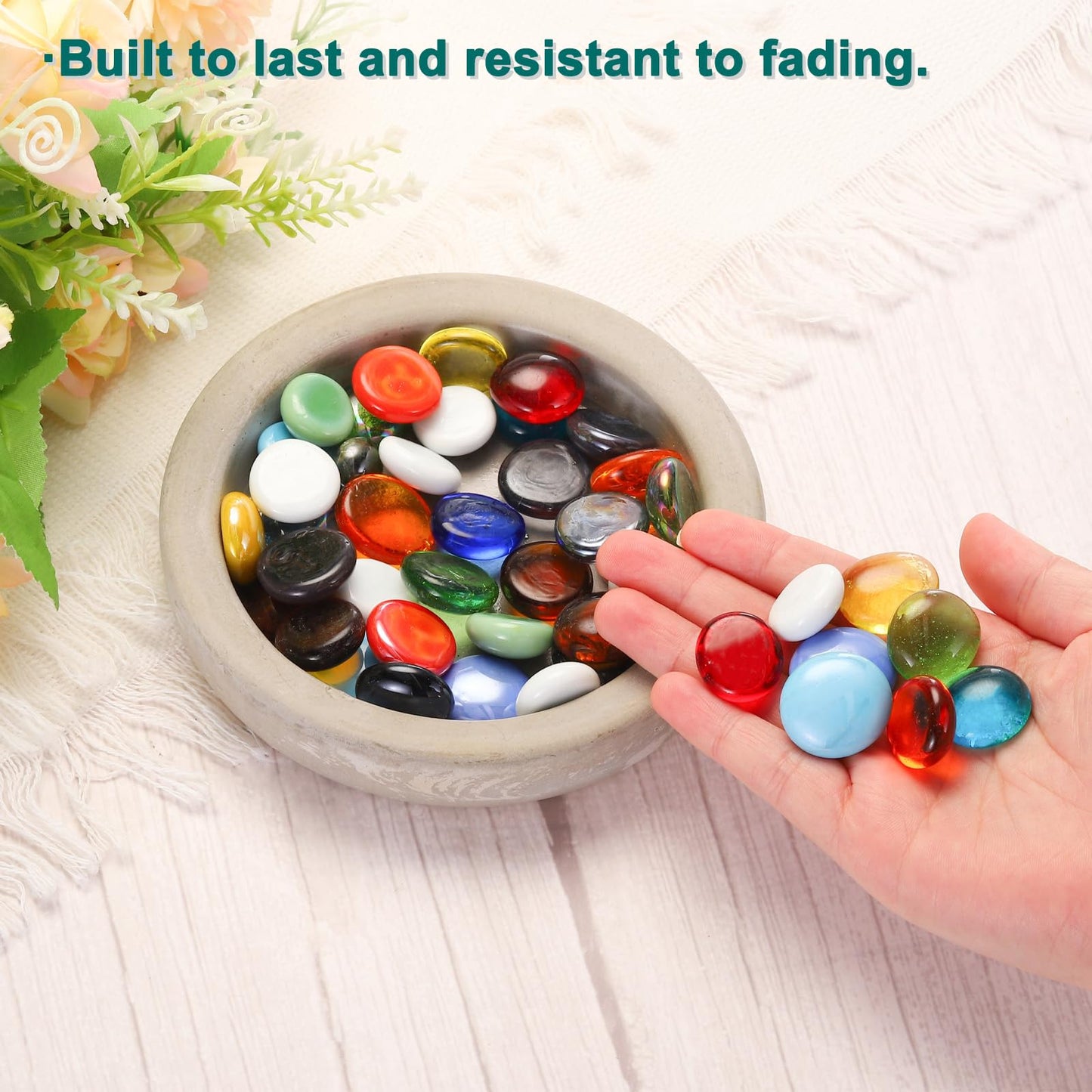 MECCANIXITY Glass Beads,36pcs Flat Glass Gemstone Light Blue 0.44lbs (0.67-0.87") Glass Marbles Pebbles for Vase Fillers Aquarium Decor DIY Craft