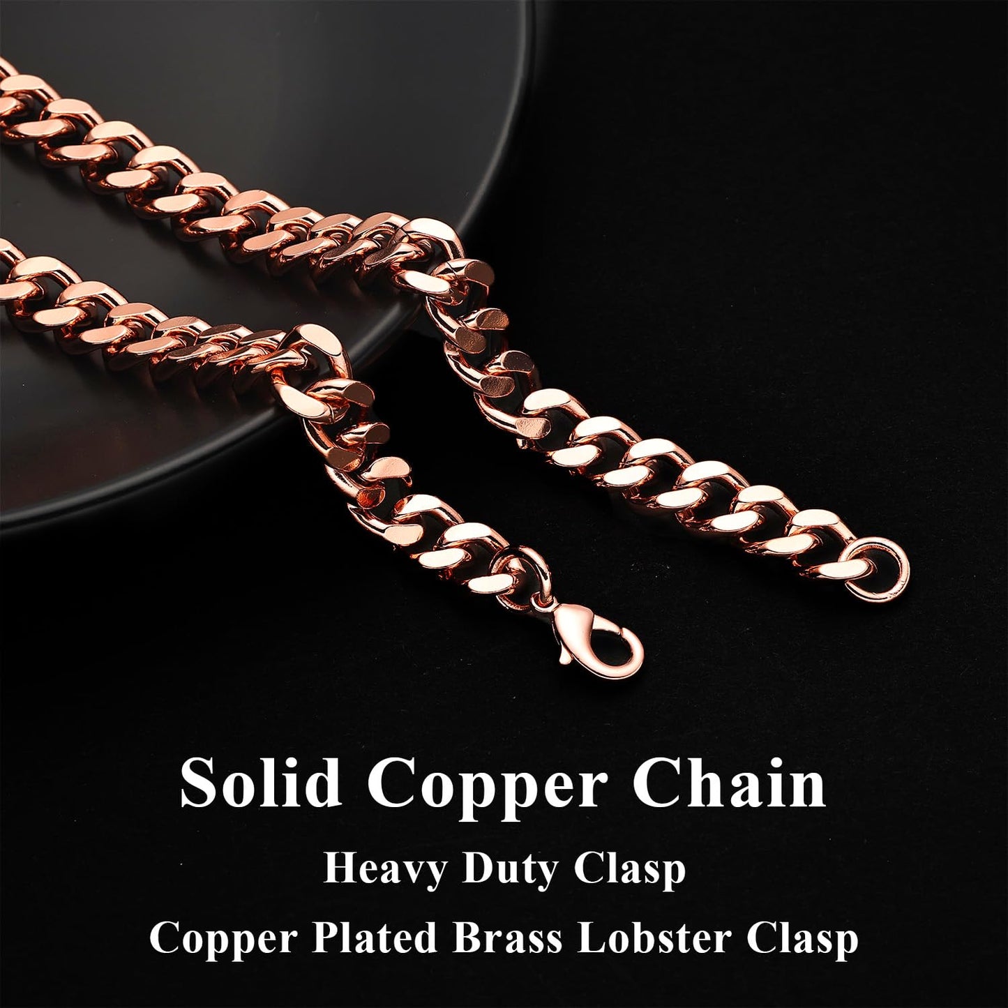 Heavenly Metals Copper Bracelet for Men & Women – 99.9% Pure Copper Cuban Link Chain – 5mm, 7mm, 9mm, 12mm Width – 6.5" to 9" Length – Gift Box Included – USA Brand