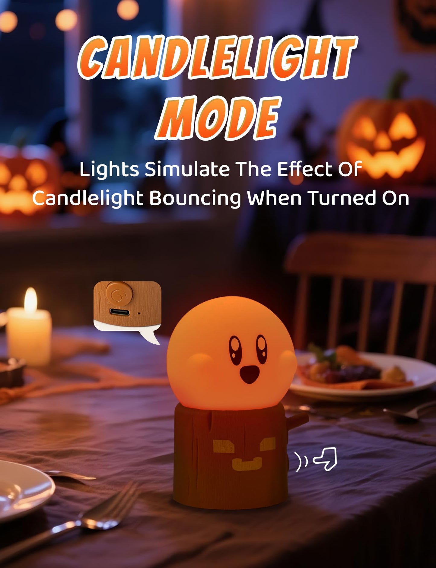 BANDIANCY Ghost Stumps Lamp, Cute Ghost LED Night Light, Halloween Party Decorations Indoor, Halloween Centerpieces Decorations for Table, Shelf, Fireplace
