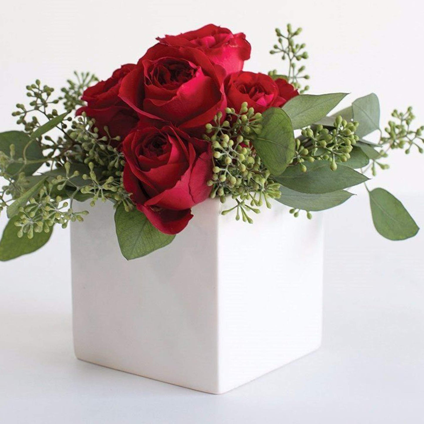 WGVI WGV Ceramic Cube Vase Width 3" Height 3" (Fits 2.5" Pot) Elegant Modern Small Square Floral Planter Terrarium Container Table Dresser for Event Accent Home Office Decor White 1 Piece