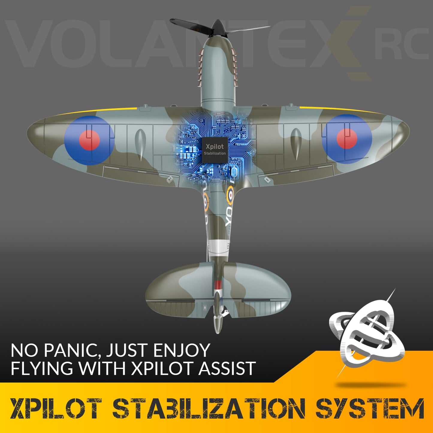 volantexrc RC Plane, 4 Channel Remote Control Airplane Fighter Spitfire RTF with Aileron, Gyro, Aerobatics & 3 Modes Easy to Fly, Hobby Radio Controlled Aircraft for Beginners & Adults (Blue)