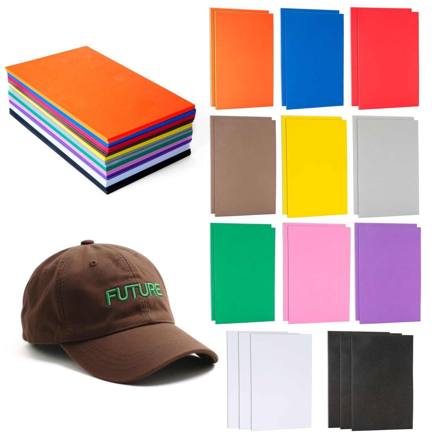 Funria 24Pcs 3mm Embroidery Foam 6" x 9" Puffy Foam for 3D Embroidery 11 Colors EVA Craft Foam Sheets for Cosplay Costume Sewing Hats Caps Garments Jackets Bags DIY Machine Embroidery