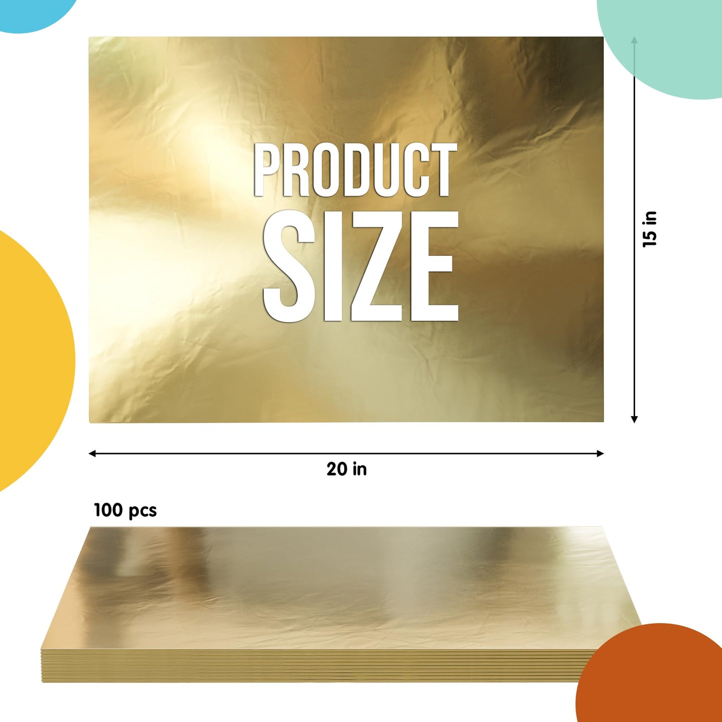 Crown Display Gold Wrapping Paper Christmas Wrapping Paper Gold Metallic Sheets | 100 Sheets 15" x 20" - For Christmas Gift Wrap, Arts & Crafts, Wedding, Birthday, Valentines Day or Mothers Day