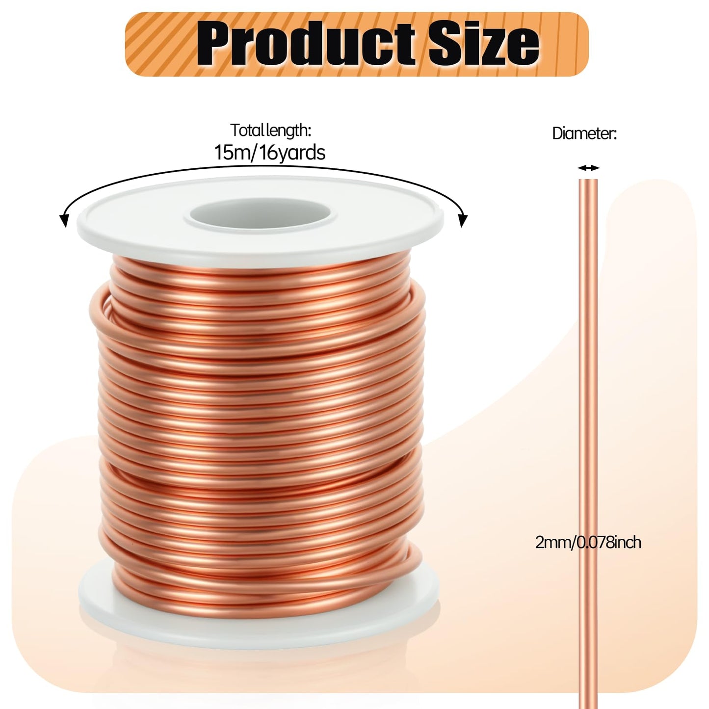 99.9% Soft Copper Wire (12 Gauge, 2.05MM), 49.3 Feet / 15m, Solid Bare Copper-Wire 1 Pound Spool Pure Copper Wires for Electroculture Gardening Jewelry Making DIY Plants