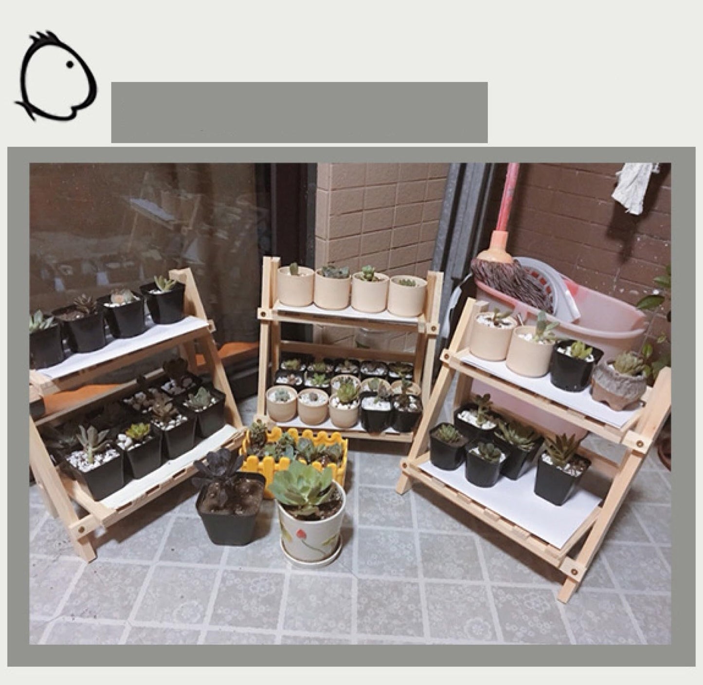 CRSUSUKJ 2-Tier Bamboo Plant Stand - Indoor Tabletop Succulent Plant Shelf, Rack, Flower Pot Holder