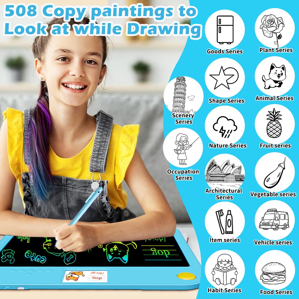 16 Inch LCD Learning Tablet Autism Toys forvalentines Day Gifts Kids 5-7 Dual-Screen Pad with 9 Learning Themes,Rechargeable Erasable Board Extra Stylus Lock Switch for Travel Home School