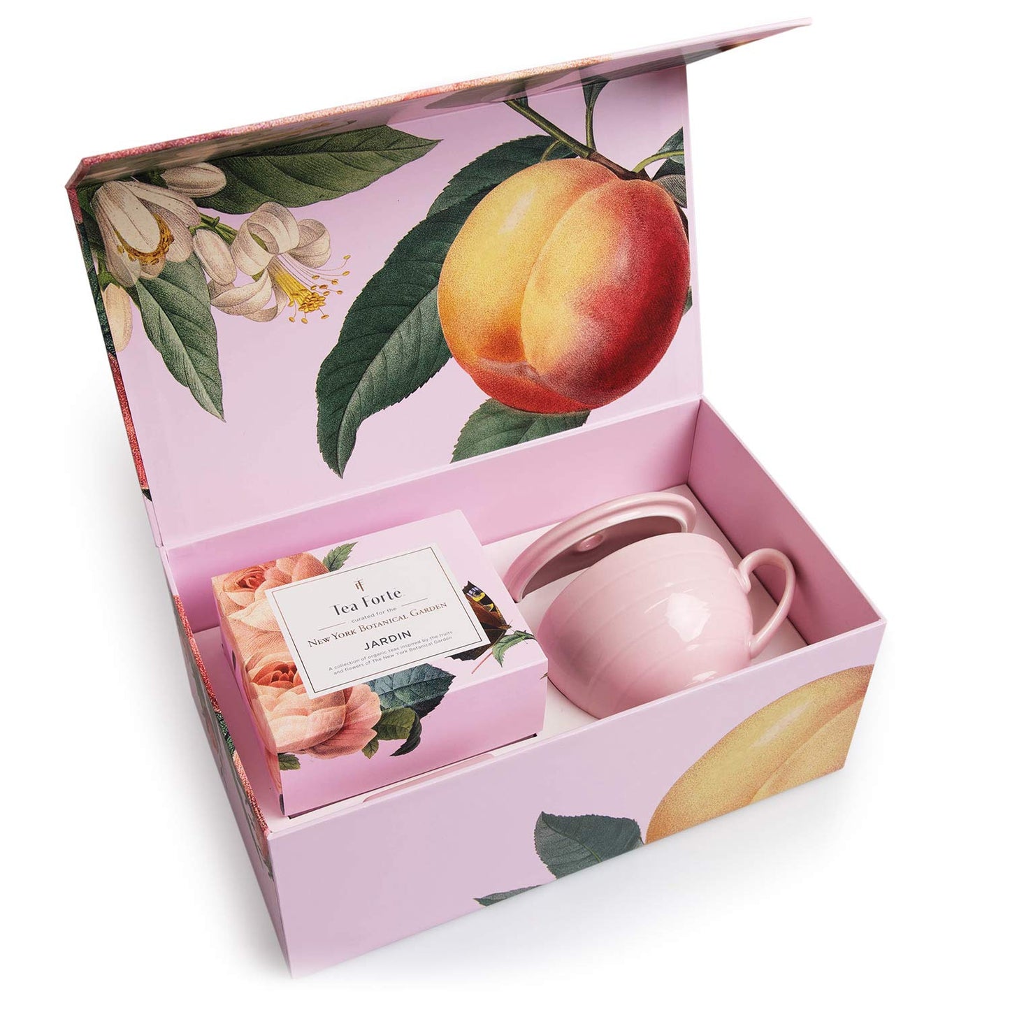 Tea Forte Gift Set with Cafe Cup, Tea Tray, Mini Presentation Box with 10 Handcrafted Pyramid Infuser Tea Bags, Gifts for Mom, Jardin Tea