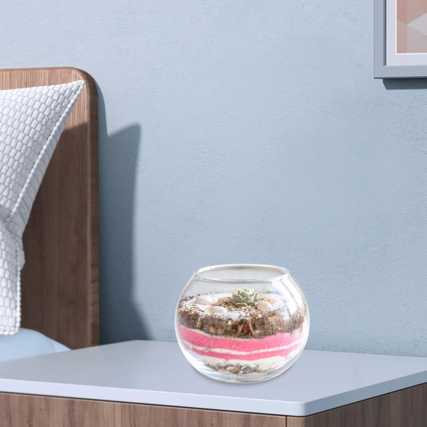 PRETYZOOM Glass Flower Vase and Fish Bowl 15cm Round Hydroponic Planter for Home Decor, Wedding Centerpiece, Terrarium Container for Desktop Plants