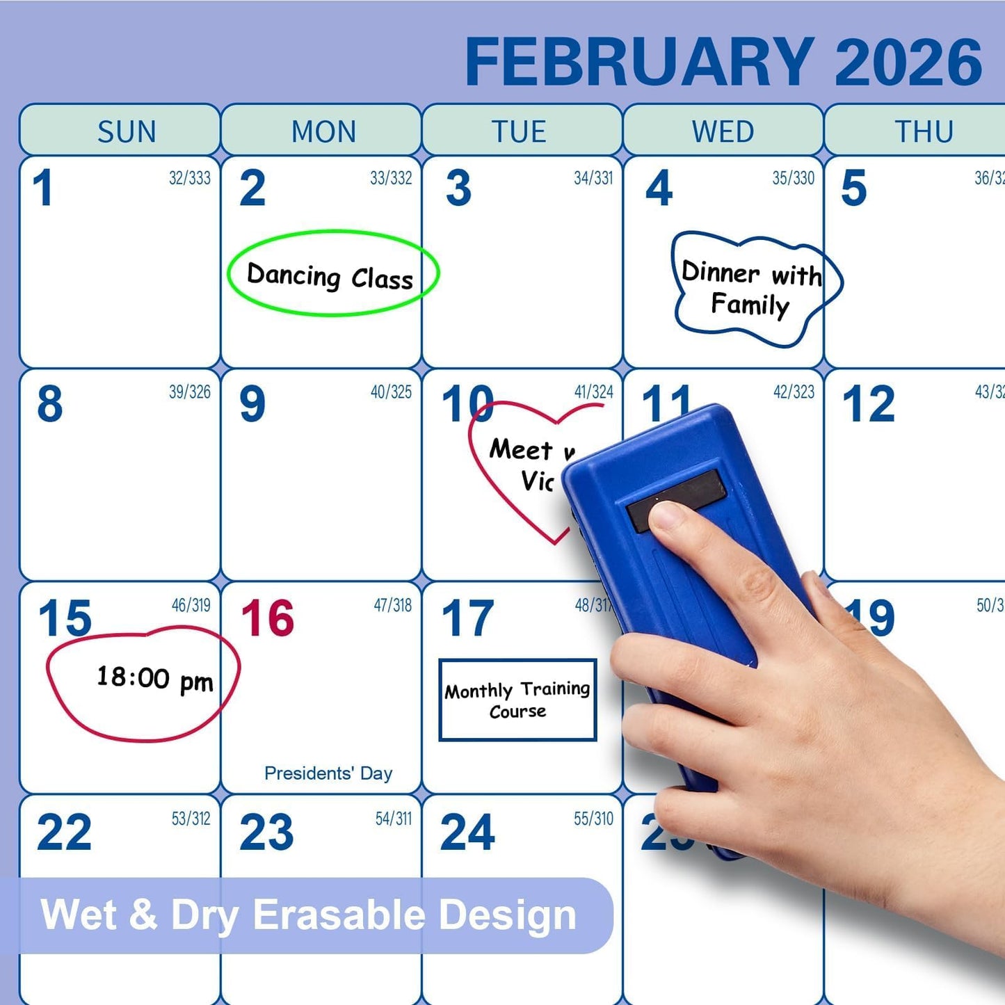 32" x 48" 2026 Wall Calendar, Folded Wet & Dry Erase Wall Calendar 12 Month, Yearly Laminated Wall Calendars, Reversible Annual Planner, Horizontal/Vertical, with Julian Dates
