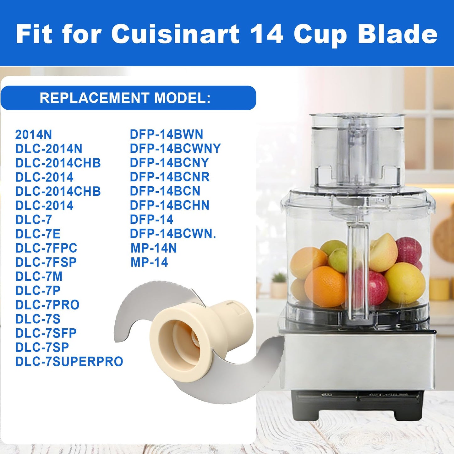 DLC-001TXB Main Stainless Steel Chopping Blade Compatible with Cuisinart 14 Cup Food Processor Replace for DLC-001TXA,DFP-14BCNY,DFP-14BCNR, DFP-14BWN,DFP-14BCN, DLC-2014,DLC-001TXB-CSR