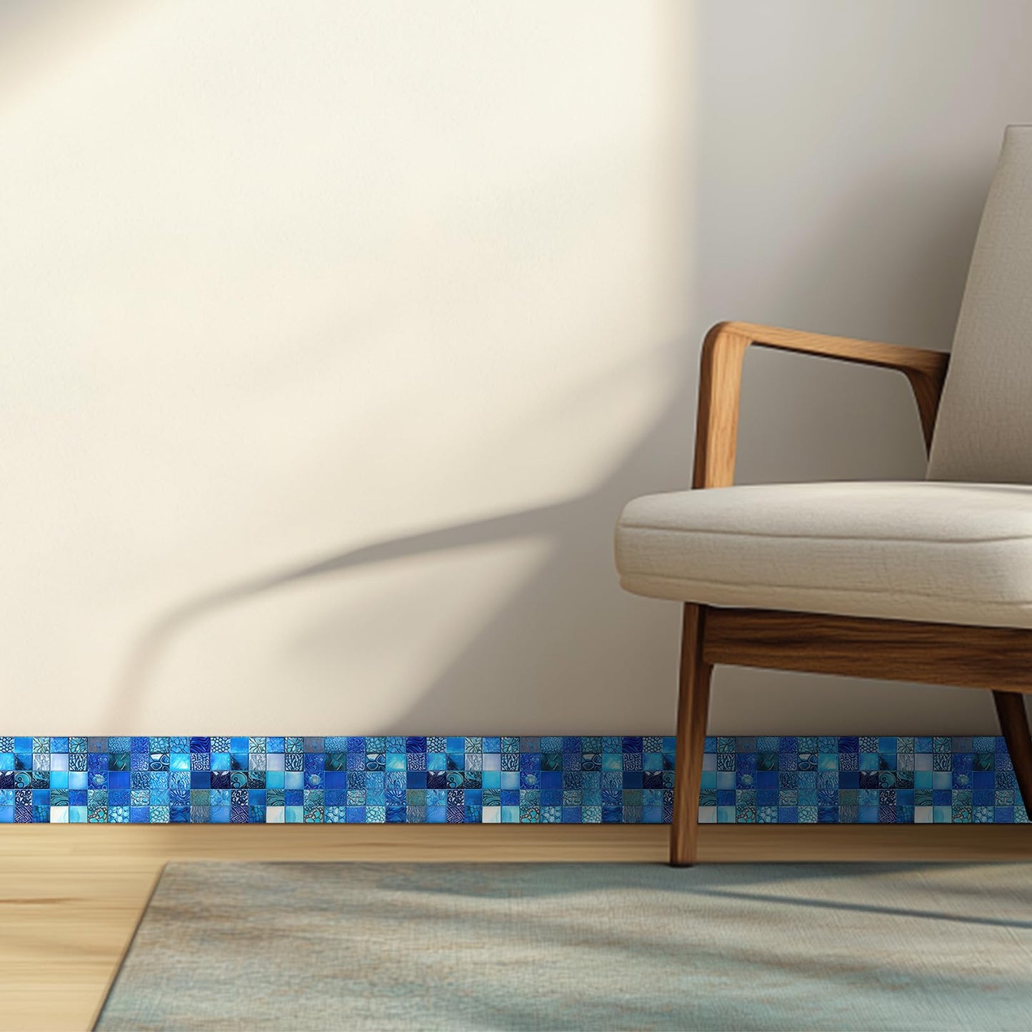 HOMETITUTE Wallpaper Border 4x196 Inch Peel and Stick Wall Border Wallpaper Border Self Adhesive Mosaic Tile Style Trim for Bathroom Kitchen Backsplash Mirror Frame Sink Cabinet Laundry Wall Decor