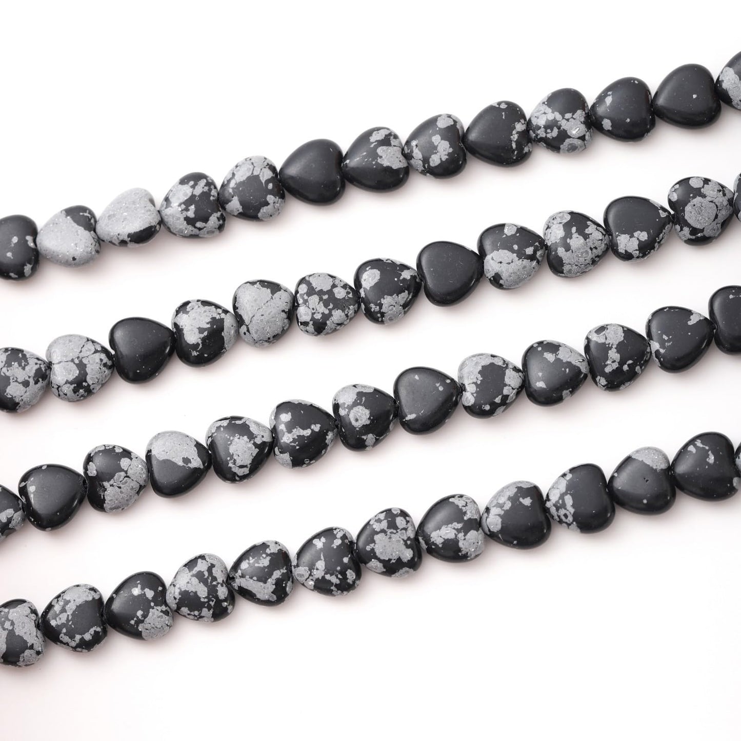 Natural Heart Shaped Snowflake Stone Beads 10mm Loose Crystal Healing Beads for DIY Necklace Bracelet Making Gemstone Craft Supplies