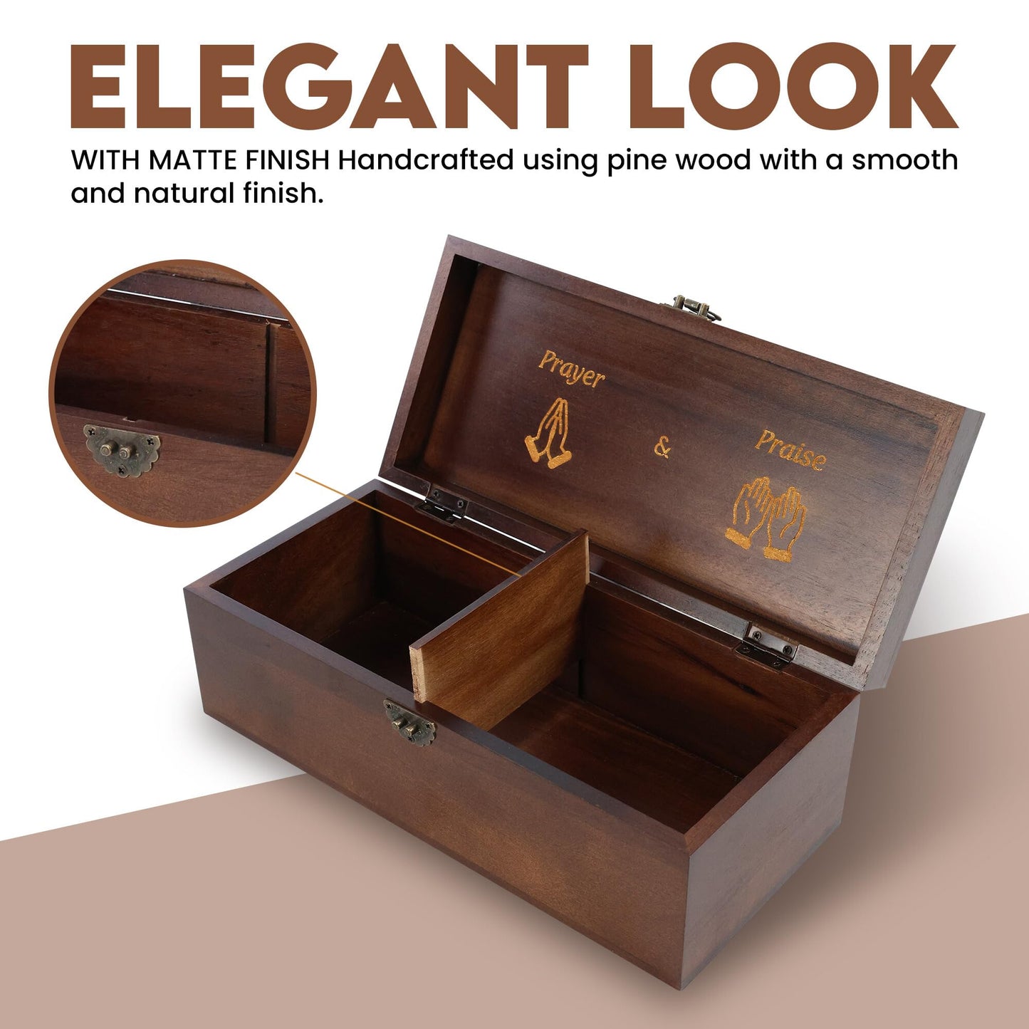 Prayer Box – Acacia Wood & Metal, Engraved “Give it to God,” Includes Prayer & Praise Cards, Decorative Religious Gift
