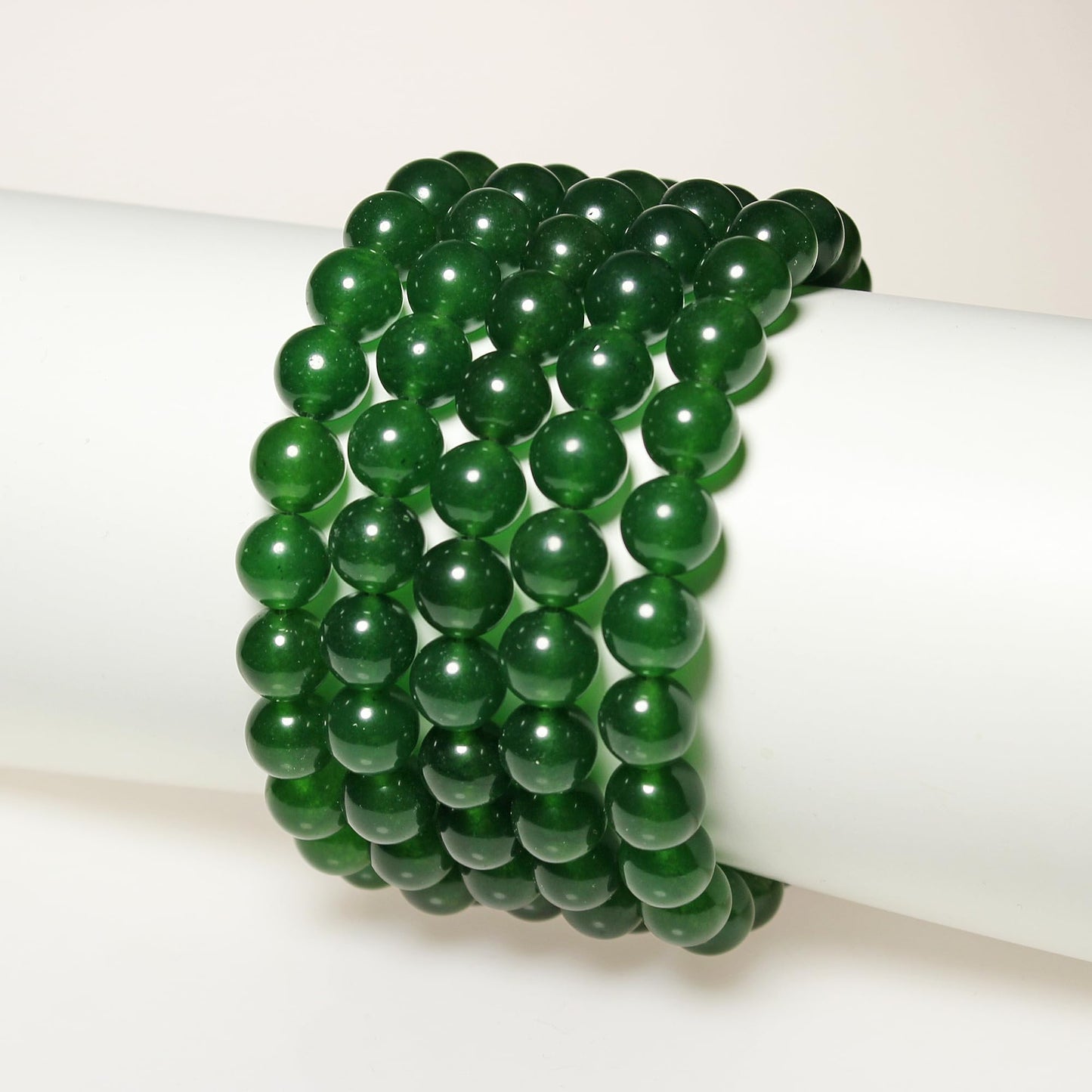 MJDCB Stone Beads 8mm 43pcs Round Blackish Green Jade Loose Gemstone Bead Charms for Jewelry Making Bracelet Necklace Earring Pendant