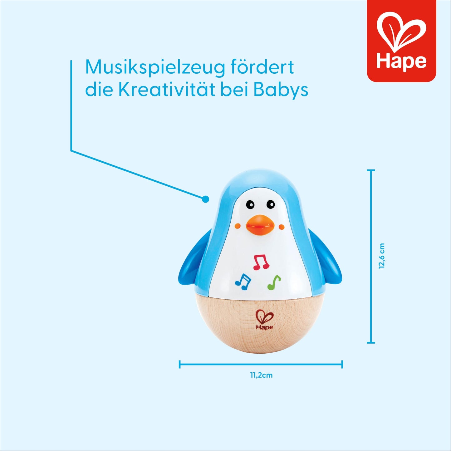 Hape Penguin Wobbler| Colorful Wobbling Penguin, Roly Poly Toy for Kids 6 Months+