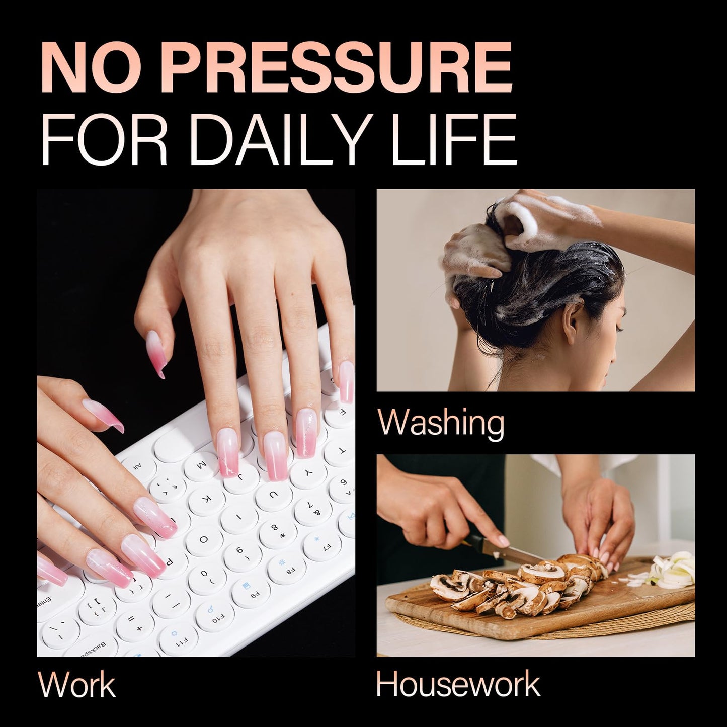 AILLSA Medium Square Nails Tips 504PCS Clear Gel Nail Tips False Full Cover Soft Nails Tip for DIY Home Salon Gift, Pre-shaped Gelly Press On Fake Nail Tip for Nail Extension (10sizes)