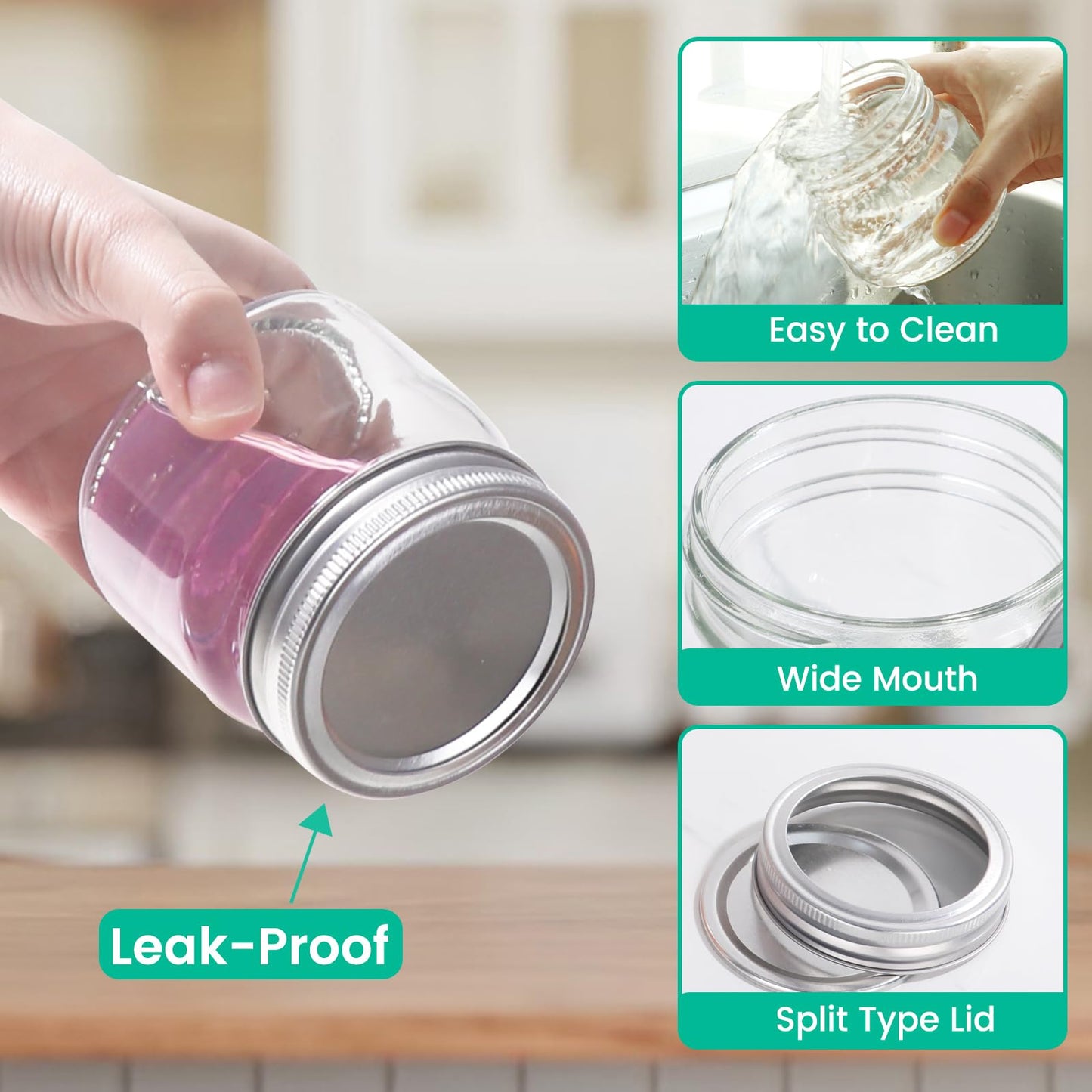 CAKKVDE 30 Pack 8 oz Mason Jars with Airtight Lids Regular Mouth 8 oz Glass Mason Jars for Crafts, Meal Prep, Canning Jars for Food Storage, Fruit Storage, Craft Jars, Candle Jars