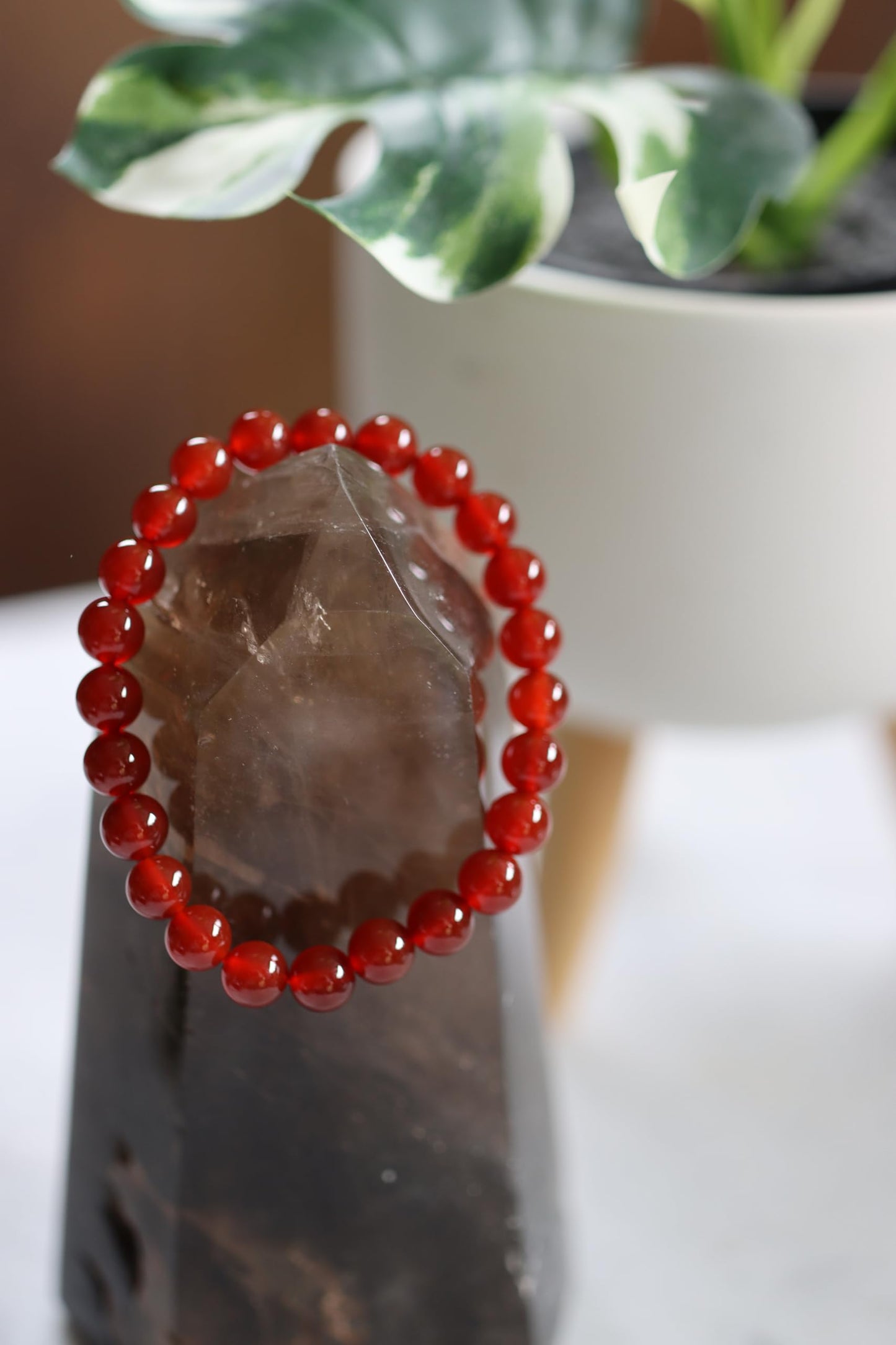 The Vida Handmade AAA+ Quality Crystal Stretch Elastic Bracelet - Nature Gemstone - Jewelry Gift - Holiday Gift - For Women & Men (Carnelian)