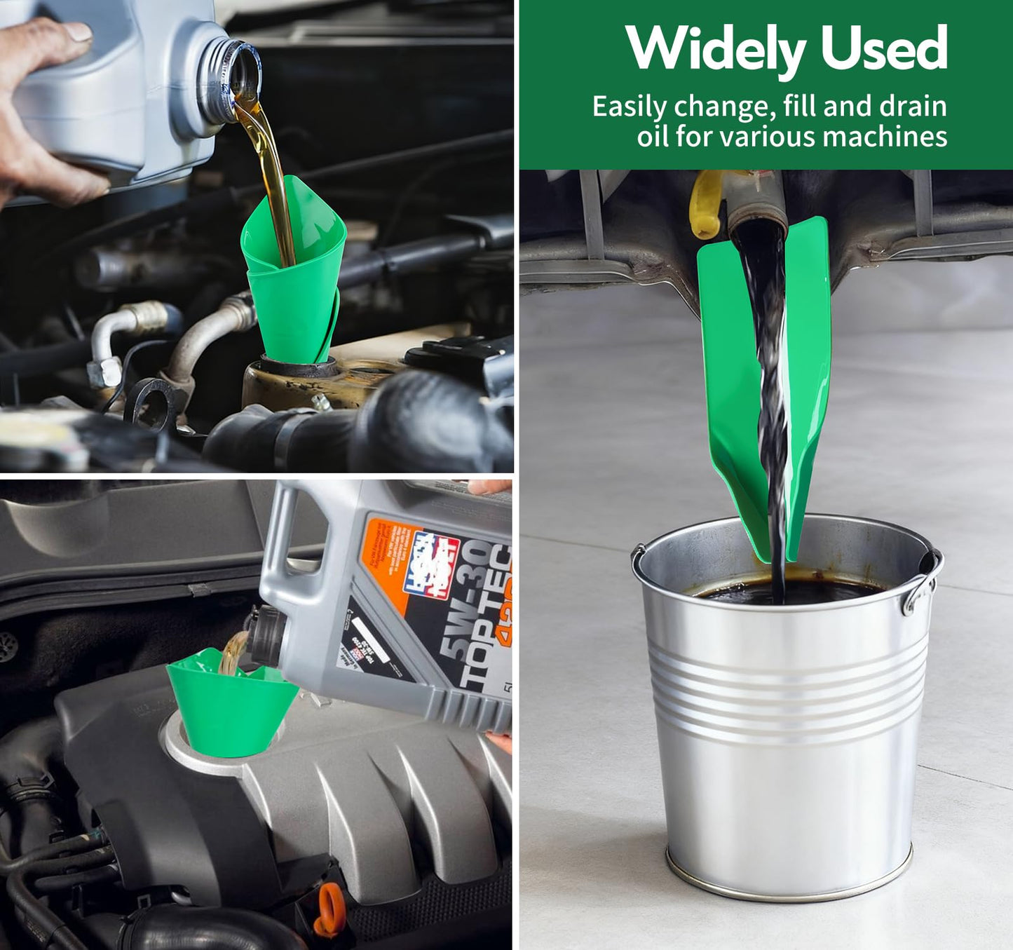 3PCS Reusable Flexible Oil Drain Funnel Form a Foldable Flex Funnel for Car Motorcycle Automotive Use Oil Change Spill-Free Filling Draining Tools Easy to Store and Clean
