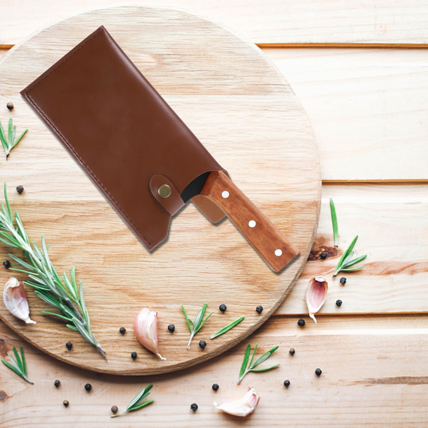 Mobestech Artificial Leather Kitchen Knife Cover Protective Case for Chef and Meat Cleavers Compact Knife Protector with Stylish Design 9.76X4.72In