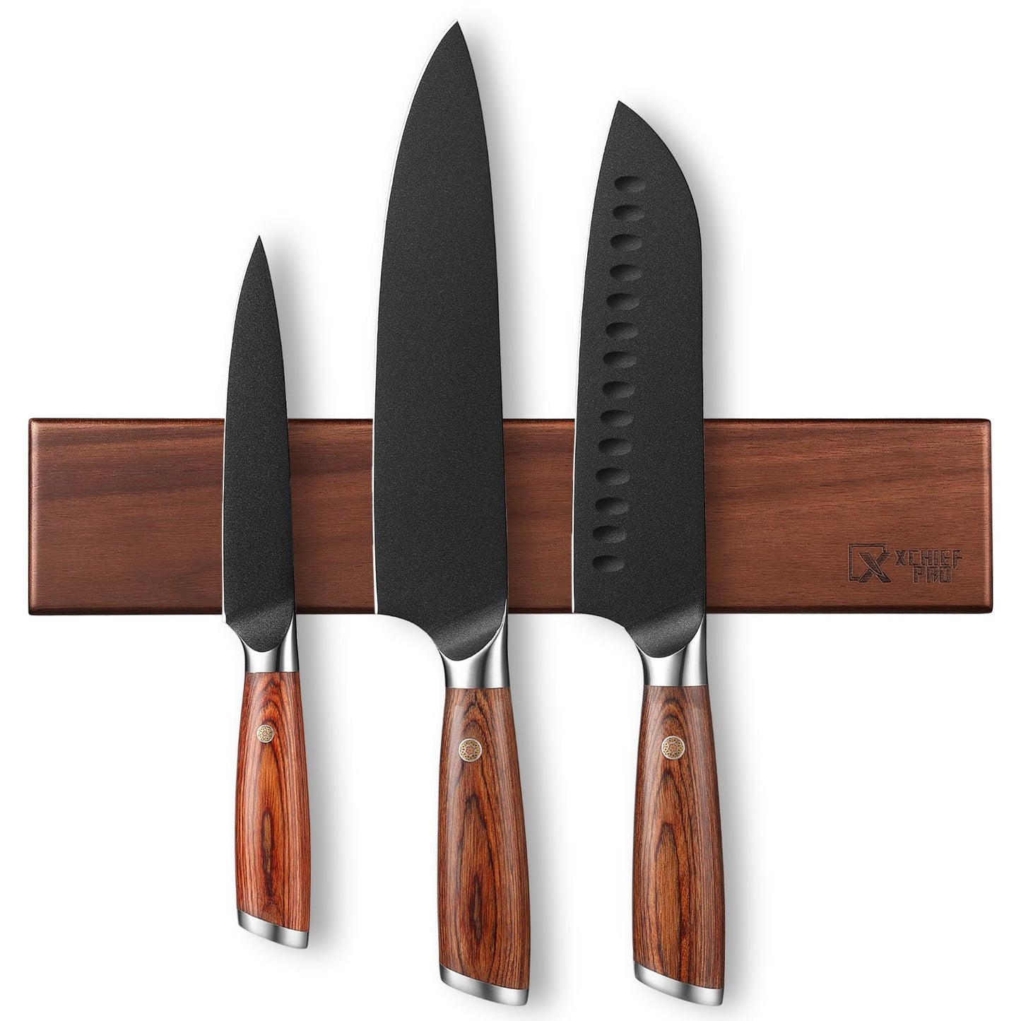 XCHIEF PRO Kitchen Knife Set, 4 Pieces Japanese High Carbon Stainless Steel Chef Cooking Knife Set, Ultra Sharp Professional Chef Santoku Utility Knives (Black)