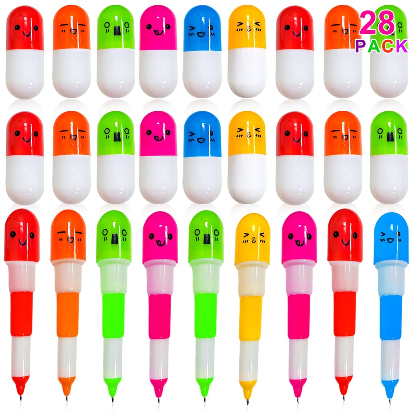 28 Pack Easter Basket Stuffers, Retractable Pens Transform Novelty Pen for Kids Class Prizes Easter Gifts Classroom Exchange Boys Girls Easter Stationery Party Favor Easter Basket Stuffer Fillers