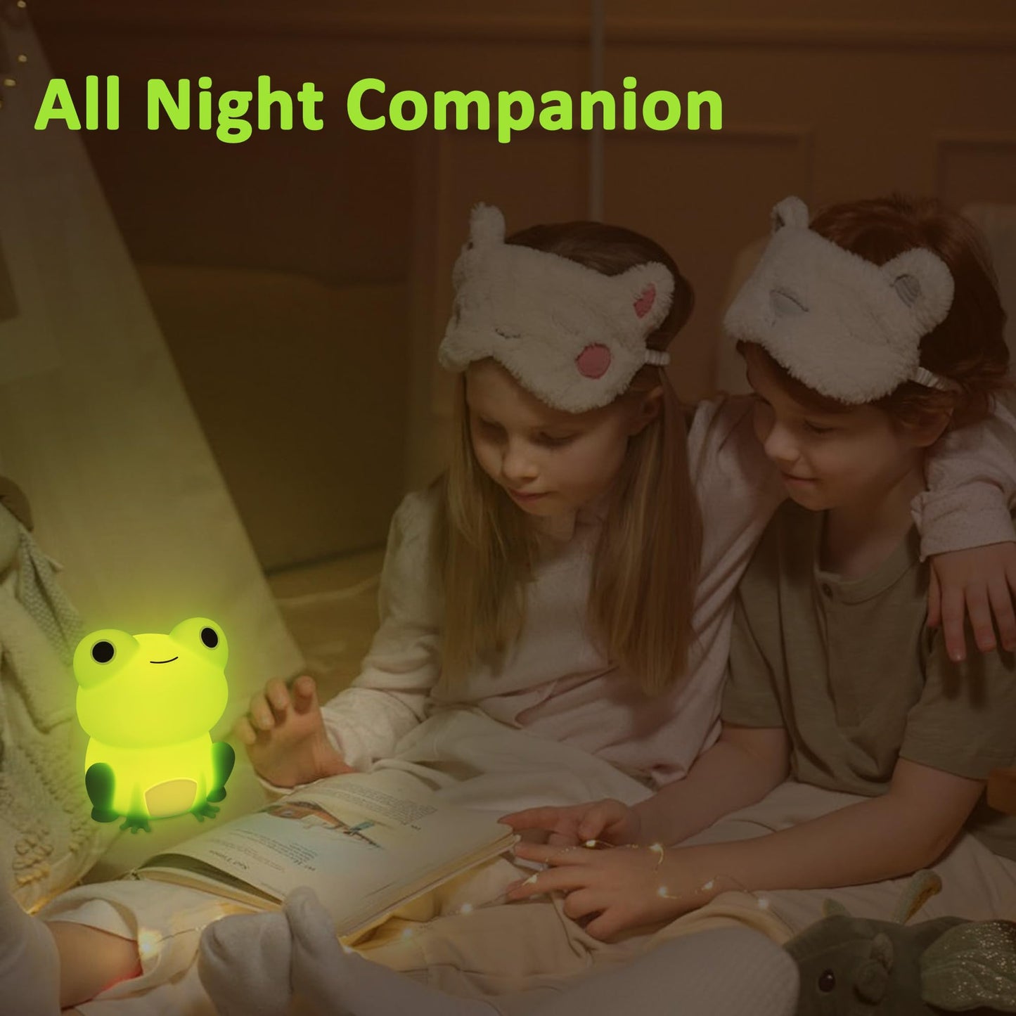 OkiyiD Frog Night Light for Nursery, Rechargeable Dimmable Bedside Lamp with Touch Control(ABS+SIL), Portable Kids Gift for Girls, Boys, Babies