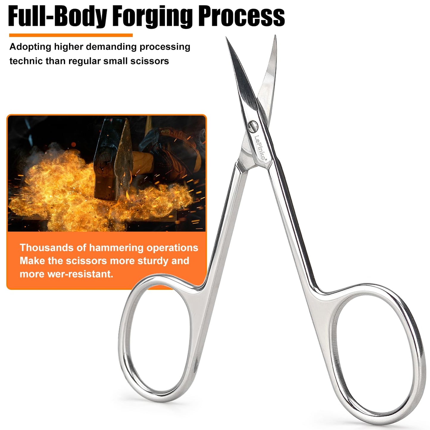 LePinko Professional Cuticle Scissors, Fully Forged, Sharper and More Wear-resistant, Short Blades