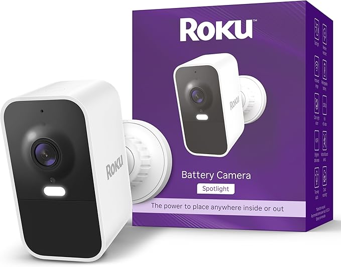 Roku Battery Camera for Home Security - New Weather-Resistant Indoor & Outdoor Wireless Camera & Pet Monitor with 1080p HD & Two-Way Audio - Rechargeable, Motion Detection & Wi-Fi