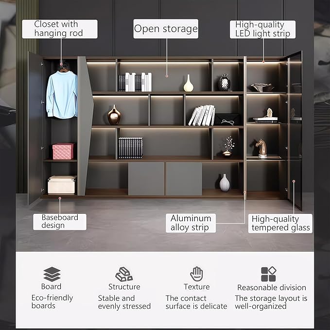 Modern Executive Desk, 110.2 inch L Shaped Desk with Storage, L Shape Corner Desk Drawers and Lockable Storage No Installation Required, Without Desk or Computer Chair (Filing Cabinet)