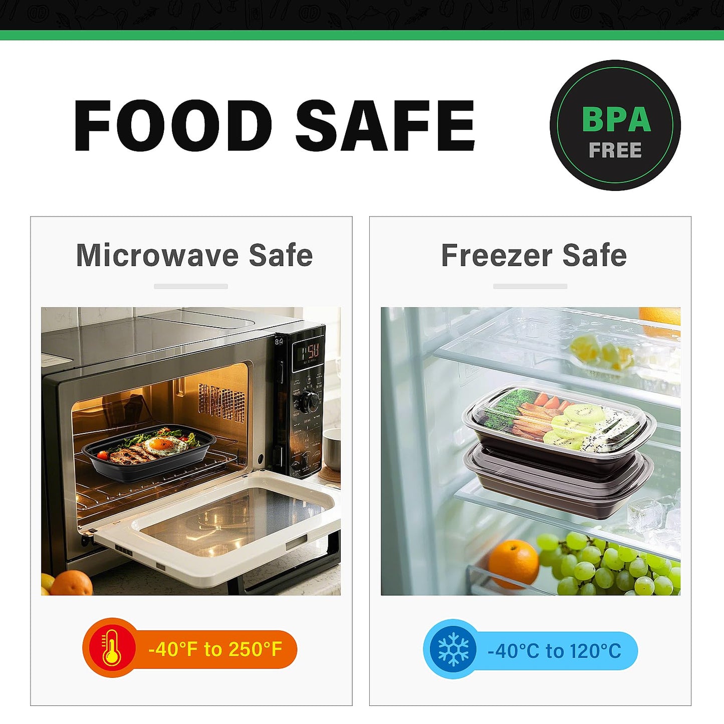 WUHUIXOZ Meal Prep Container, 50 Pack 32 oz Food Storage Containers with Lids, Disposable Bento Box Reusable Plastic Lunch Box, BPA Free Take-Out Box Microwave Dishwasher Freezer Safe