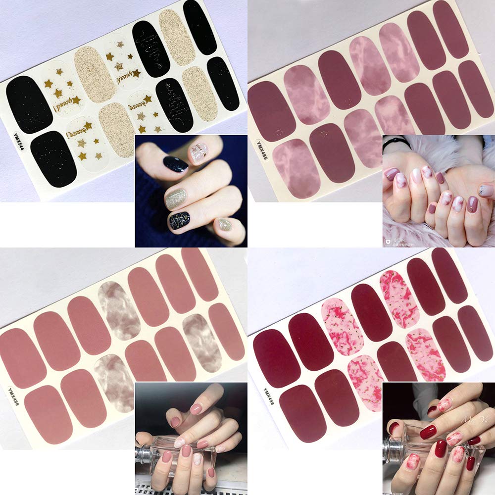 SILPECWEE 20 Sheets Nail Wraps for Women Stick on Nail Polish Strips Adhesive Nail Polish Stickers Gel Nail Strips Manicure Nail Art Accessories with 1pc File