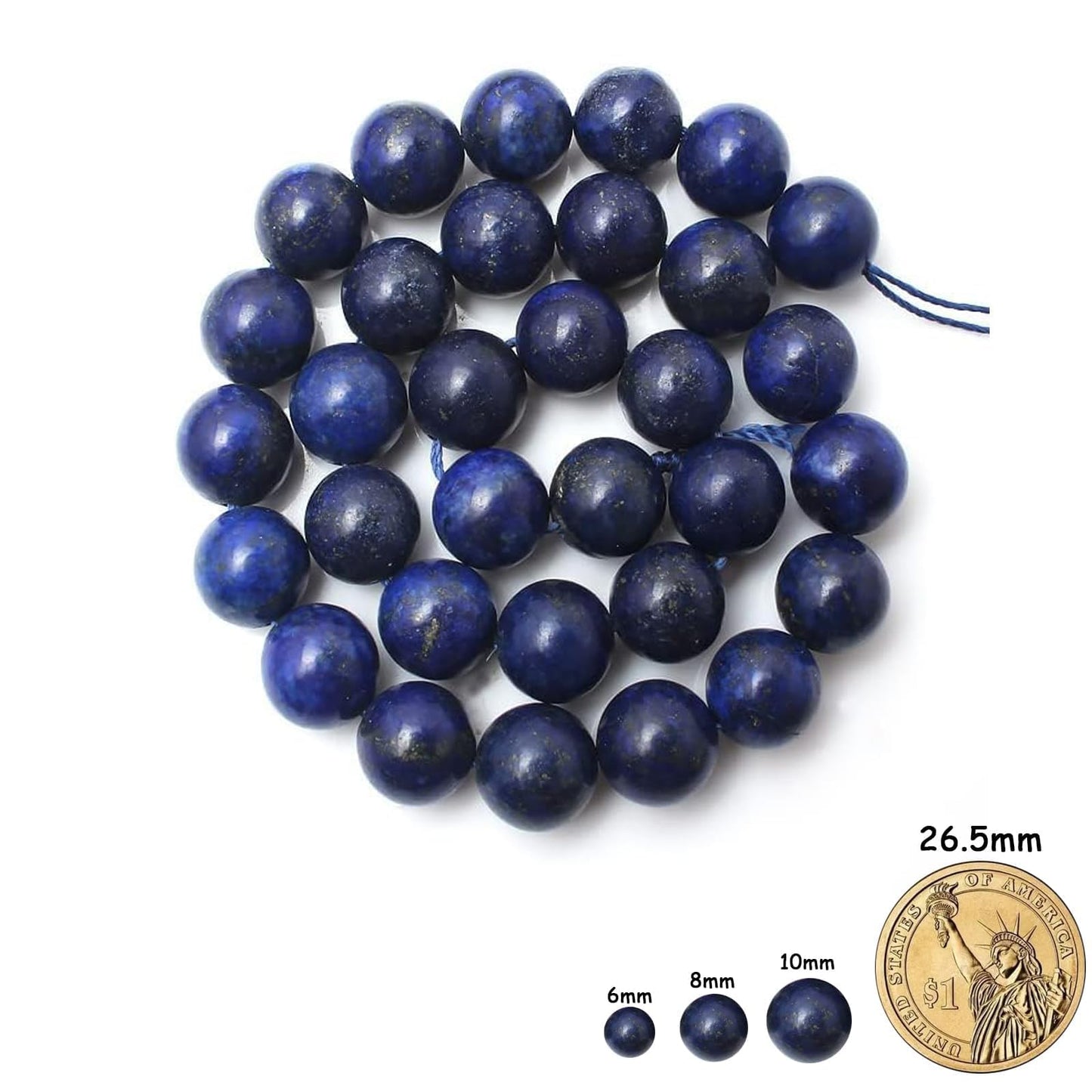 Yochus 60pcs Lapis Lazuli Beads，6mm Healing Power Natural Stone Round Loose Beads for Jewelry Making Earring Necklace DIY Crafts