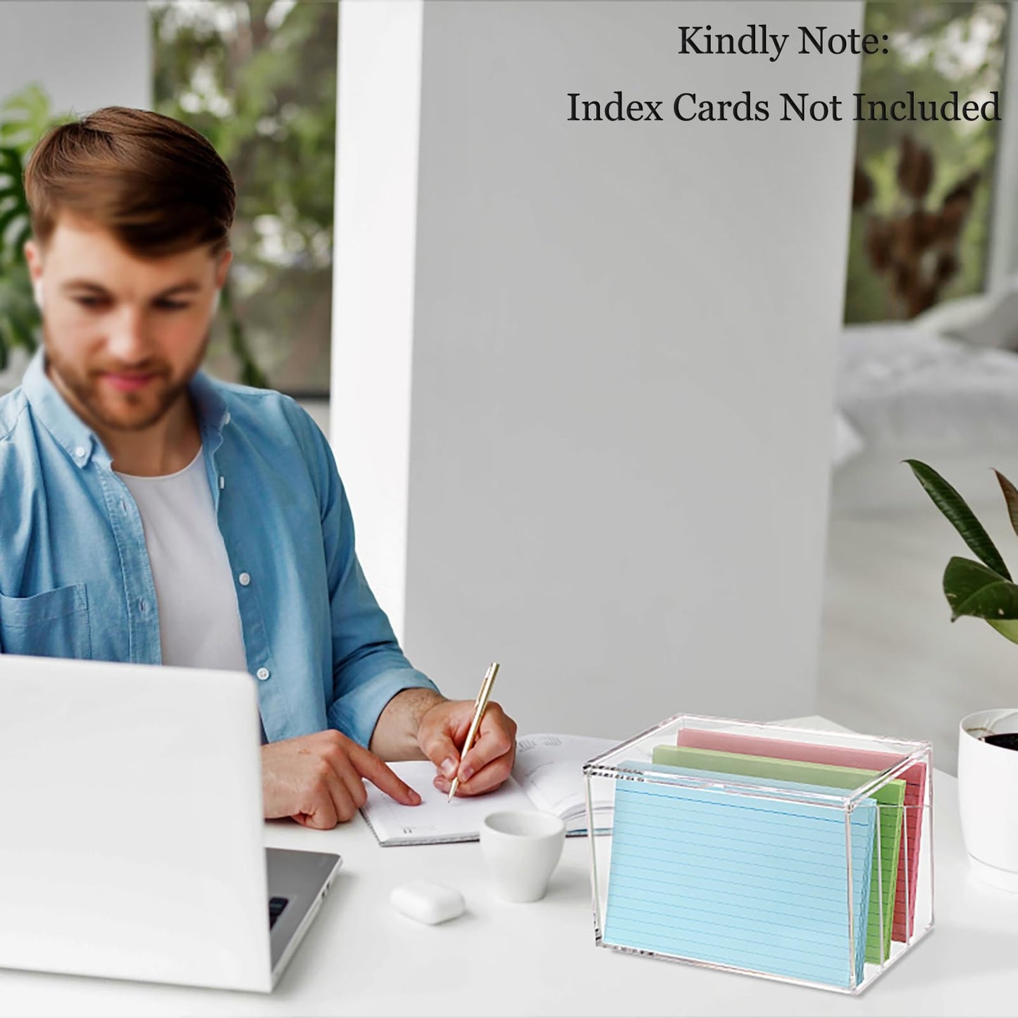 BTSKY Clear Acrylic 5 x 8 inch Index Card Box with Sign Lid & Removable Inserts, Divided 3-Compartment Index Card Holder Notecard Box Photo Storage Organizer for Filling Note Cards,Flashcards, Recipes