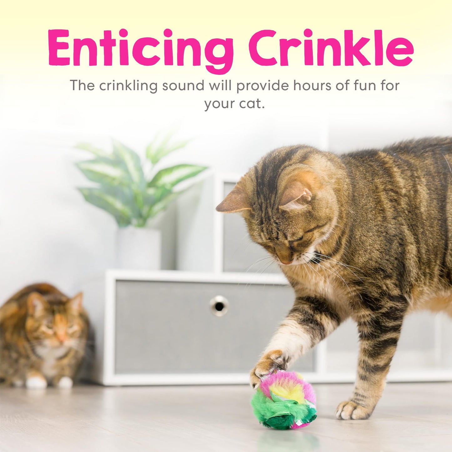 Large Cat Crinkle Balls 2.5 Inch | 24 Pack | Soft Lightweight Indoor Cat Toys with Durable Crinkle Build and Engaging Sound
