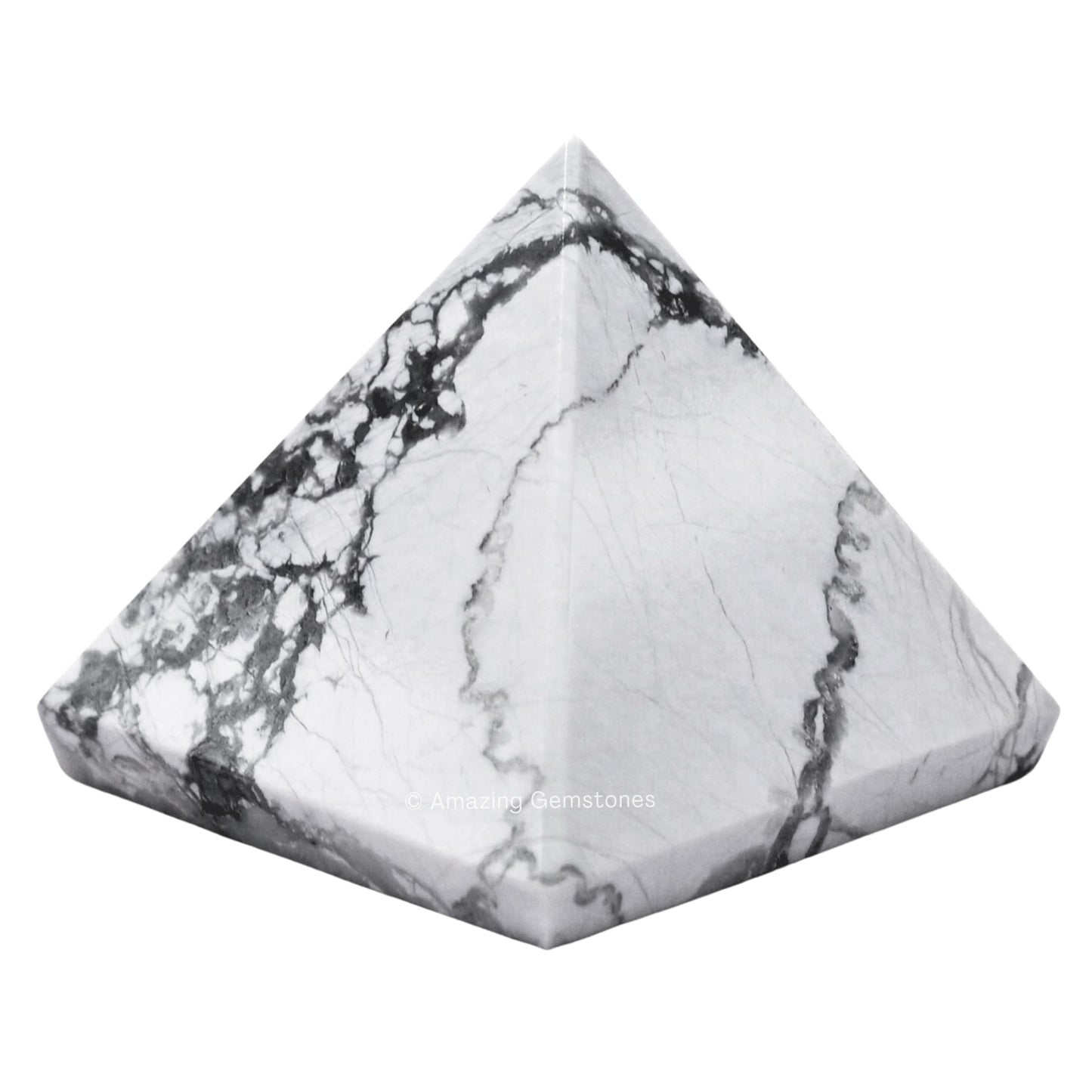 Amazing Gemstone Howlite Pyramid Crystal Healing Stones - 1.5" Great Pyramid Figurine of Natural Stone Pyramid for Meditation, Reiki, Chakra Balancing and Crystal Pyramids Grid