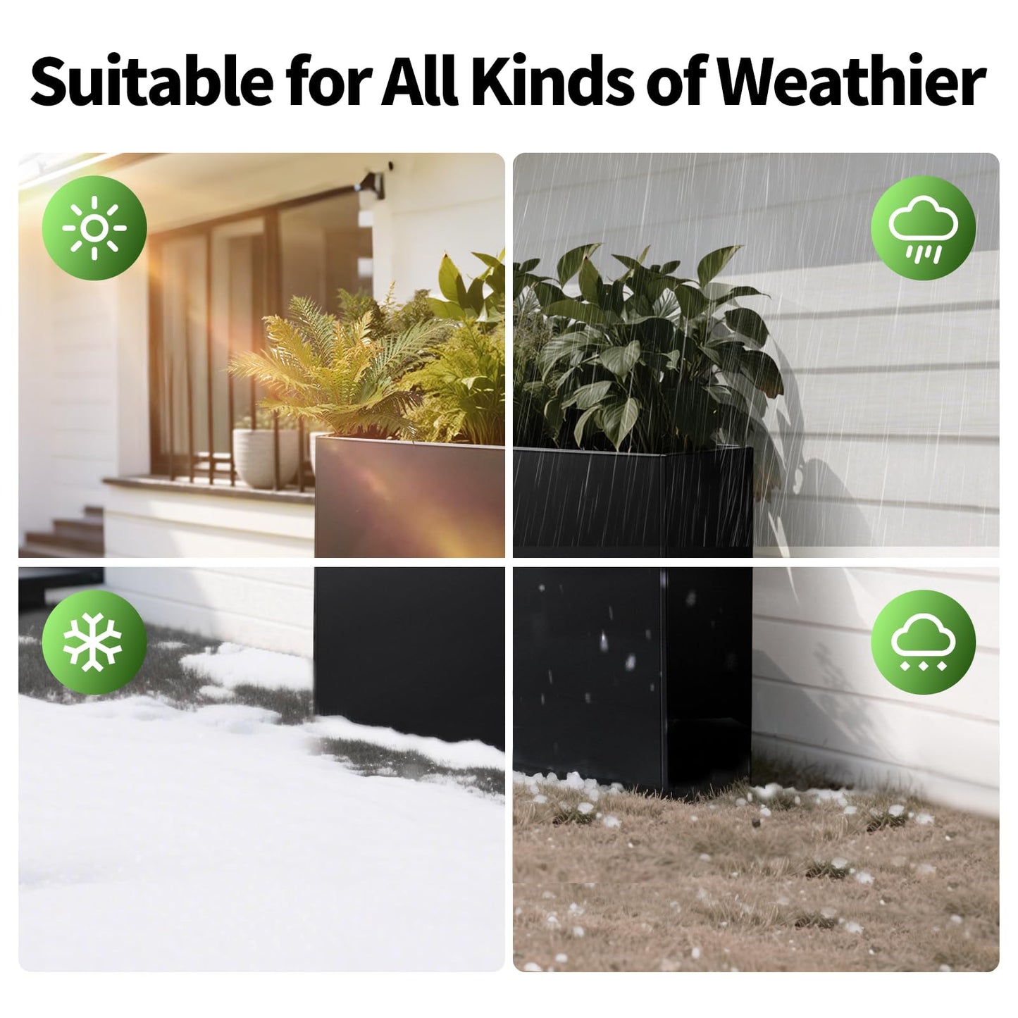 Leomru Metal Planter Box 36"x12"x26", Large Rectangular Planter for Outdoor Plants - Heavy Duty Tall Planter Box with Removable Insert Shelf & 4 Drainage Holes Outdoor Planter for Porch/Patio/Garden