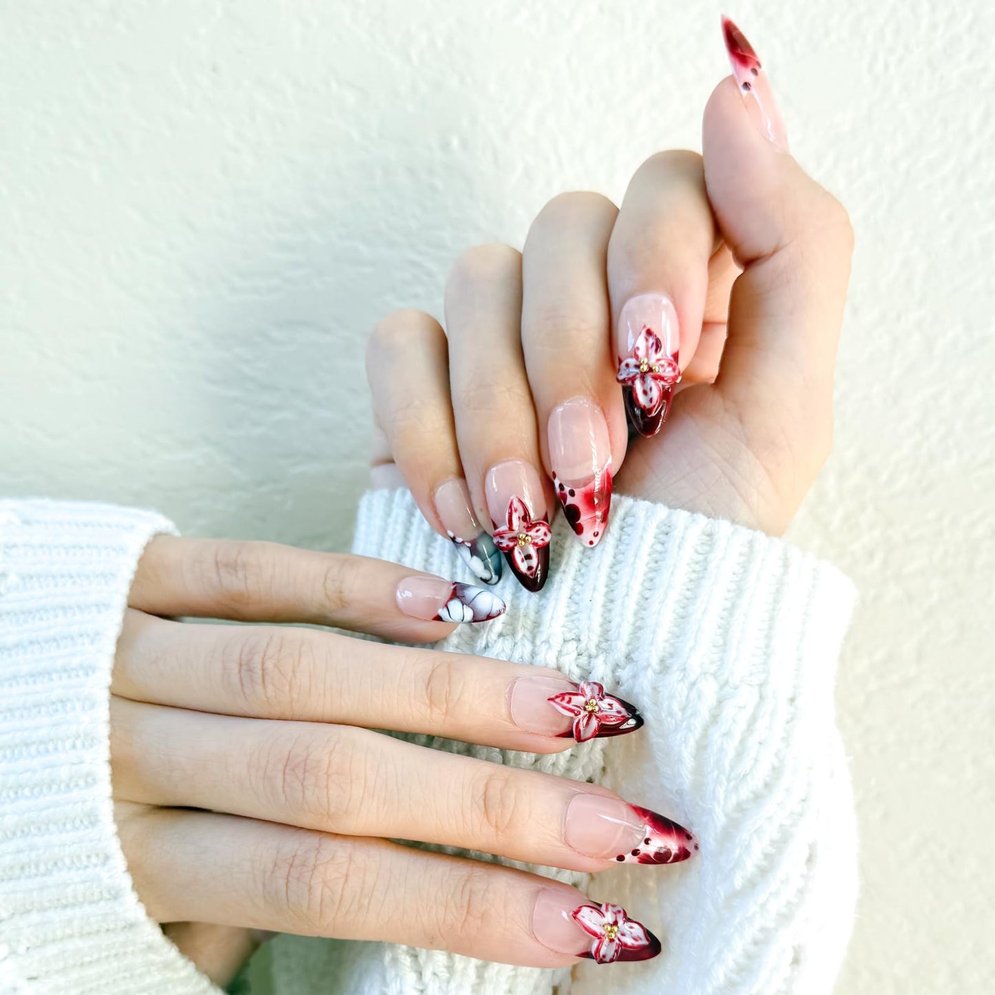 BENGONG'S NAILS Press on False Nails - Size XS, Handcrafted Medium-Length Almond Shape, Reusable Fake Finger Nails, Multiple Styles Available